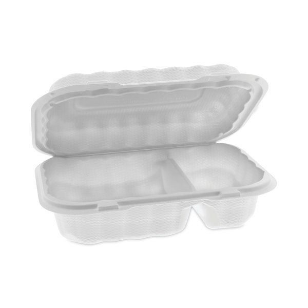 Pactiv SmartLock Microwave Hinged Lid Containers, 2-Comp, 9x6x3, White, PK270 PK YCN809620000